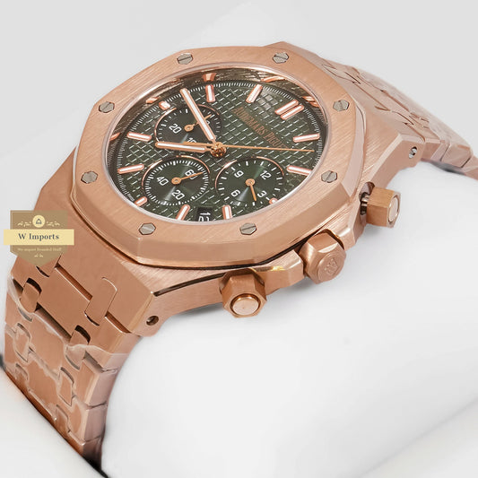 LATEST COLLECTION OAK CHRONOGRAPH ROSE GOLD WITH GREEN DIAL