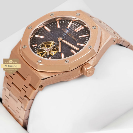 LATEST COLLECTION TOURBILLON ROSE GOLD WITH BLUE DIAL AUTOMATIC WATCH