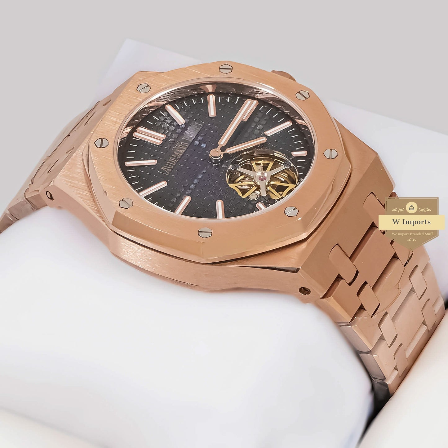 LATEST COLLECTION TOURBILLON ROSE GOLD WITH BLUE DIAL AUTOMATIC WATCH