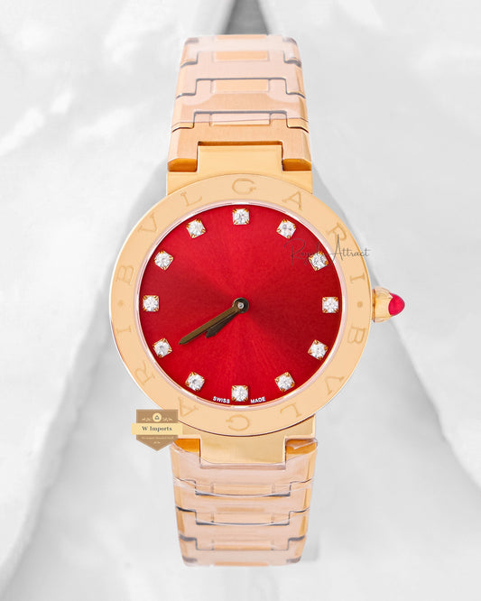 Latest Collection Yellow Gold With Red Dial Ladies Watch