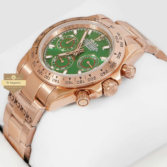 LATEST COLLECTION CHRONOGRAPH 40 ROSE GOLD CASE WITH GREEN DIAL ZR FACTORY