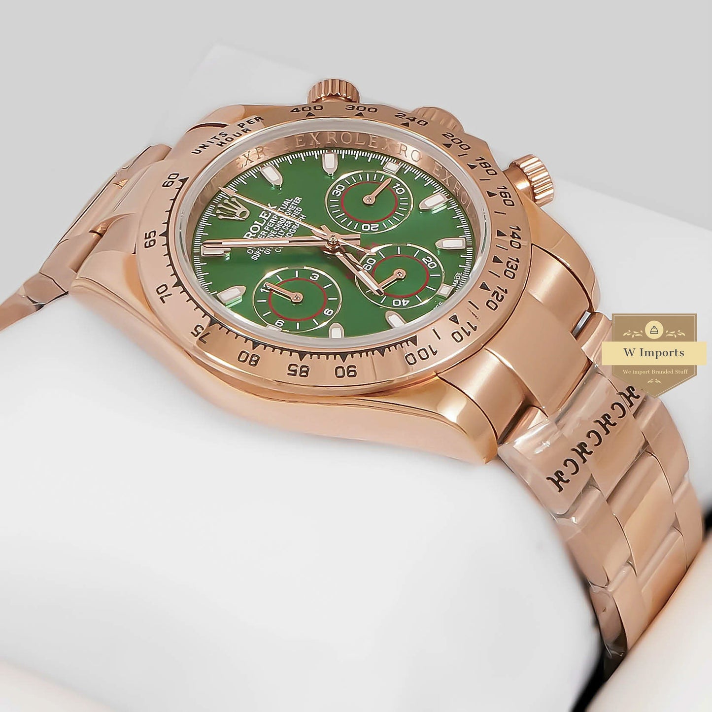 LATEST COLLECTION CHRONOGRAPH 40 ROSE GOLD CASE WITH GREEN DIAL ZR FACTORY