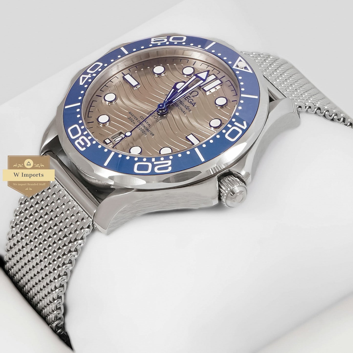 LATEST COLLECTION 300M SILVER WITH GREY DIAL & BEZEL WITH MESH BRACELET AUTOMATIC WATCH
