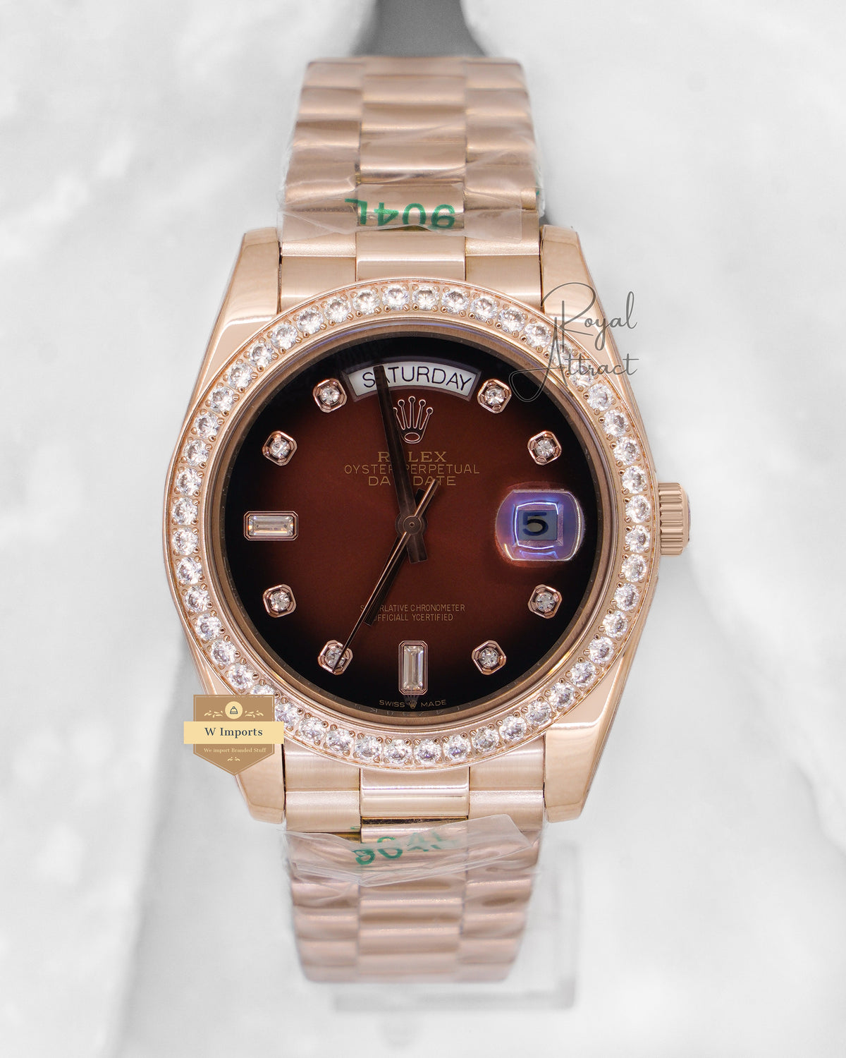 New Collection 40mm Rose Gold With Brown Dial Stone Index V3 Made