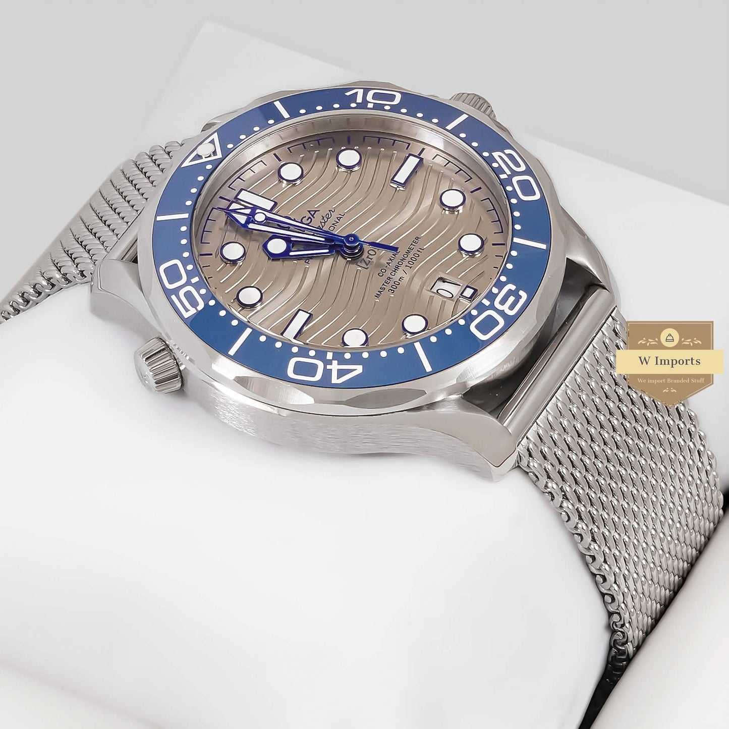 LATEST COLLECTION 300M SILVER WITH GREY DIAL & BEZEL WITH MESH BRACELET AUTOMATIC WATCH