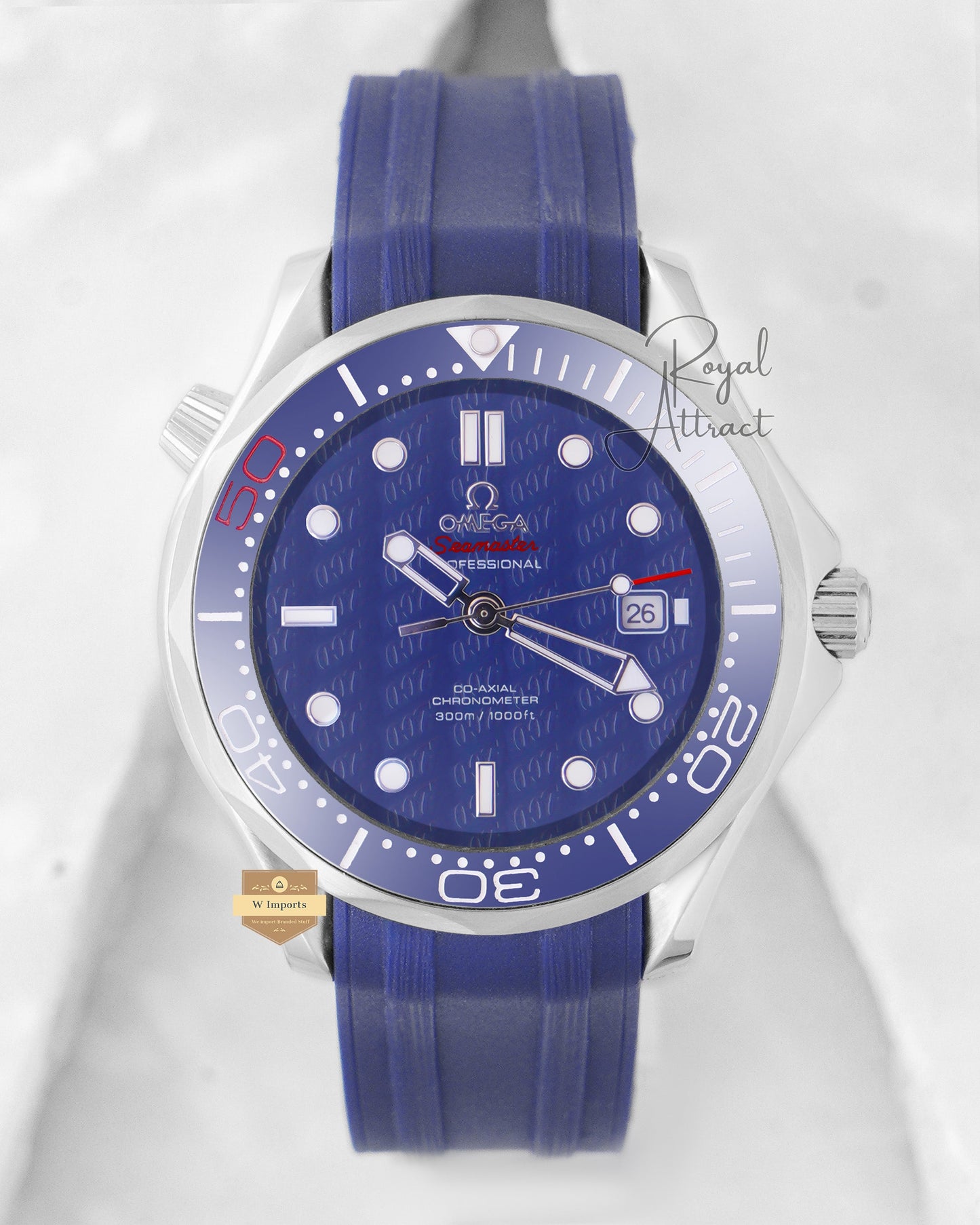 Latest Collection Silver Case With Blue Dial & Rubber Strap For Men