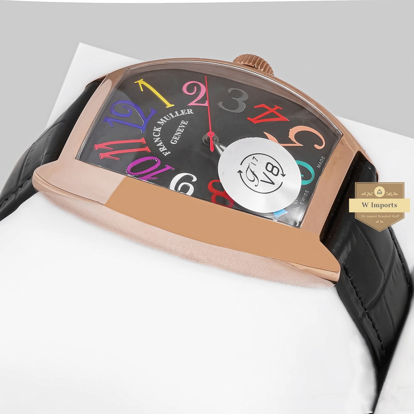 LATEST COLLECTION ROSE GOLD CASE WITH BLACK DIAL AND LEATHER STRAP