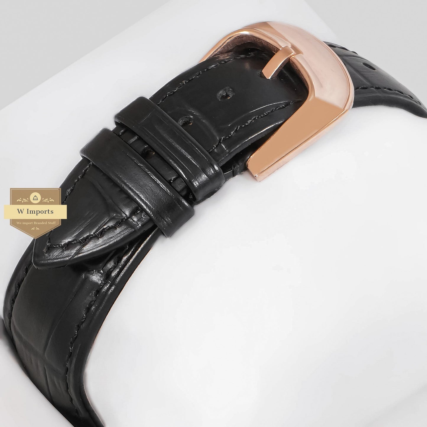 LATEST COLLECTION ROSE GOLD CASE WITH BLACK DIAL AND LEATHER STRAP