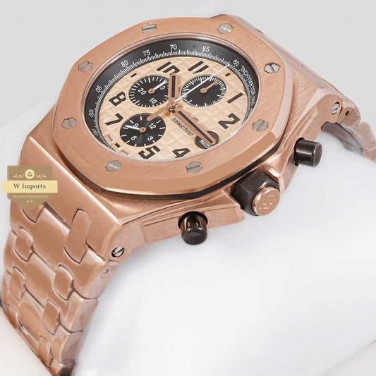 LATEST COLLECTION CHRONOGRAPH ALL ROSE GOLD WITH DIAL CHAIN WATCH