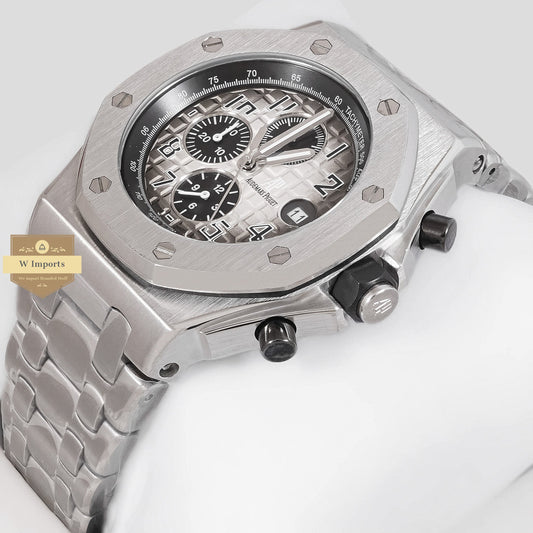 LATEST COLLECTION CHRONOGRAPH SILVER WITH WHITE DIAL CHAIN WATCH