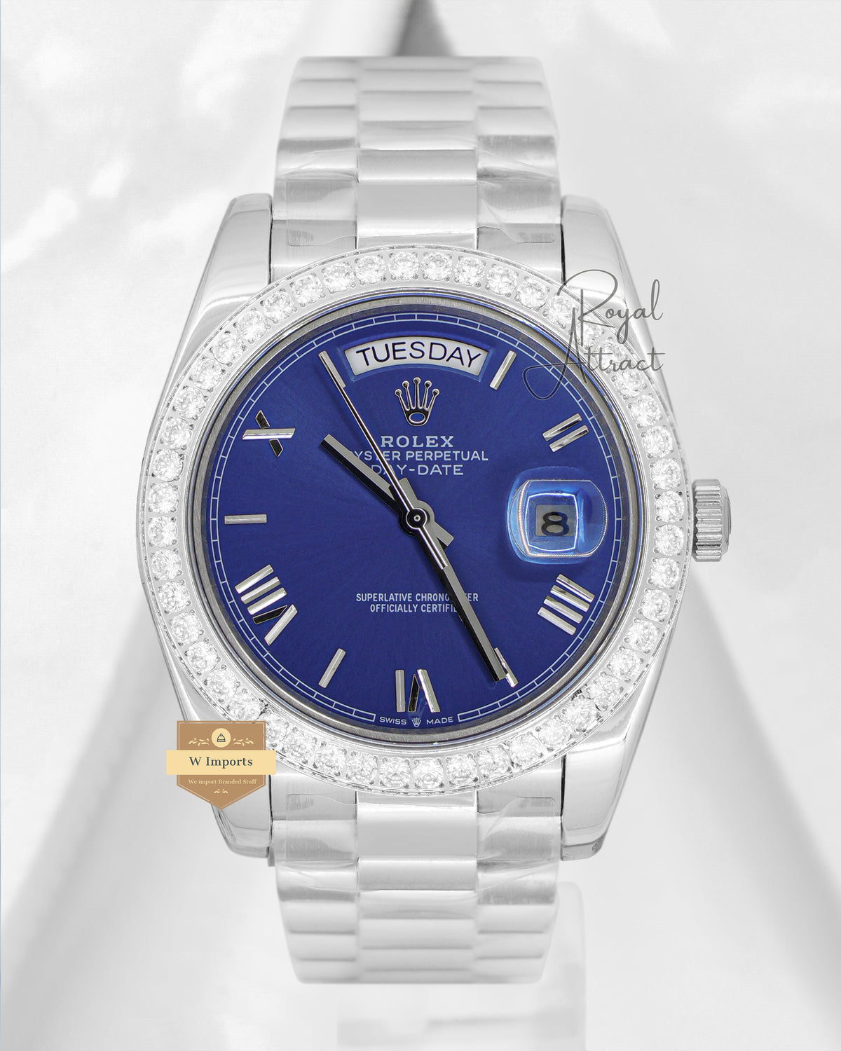 New Collection 40mm Silver With Blue Dial Stone Bezel V3 Made