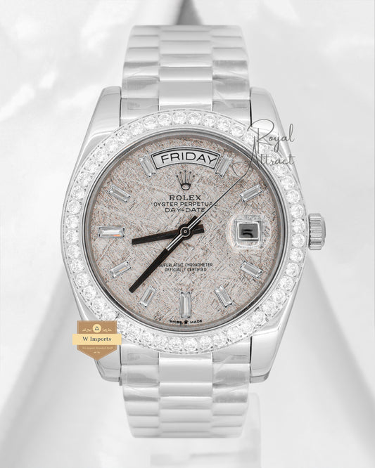 New Collection 40mm Silver With Gray Marble Dial Stone Bezel V3 Made