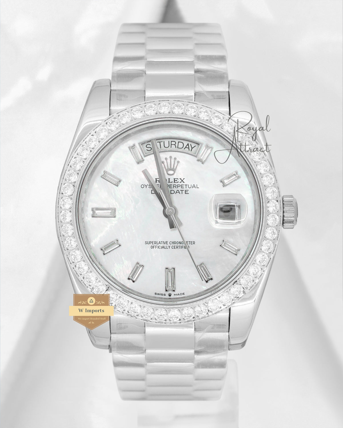 New Collection 40mm Silver With Mother Of Pearl Dial Stone Bezel V3 Made