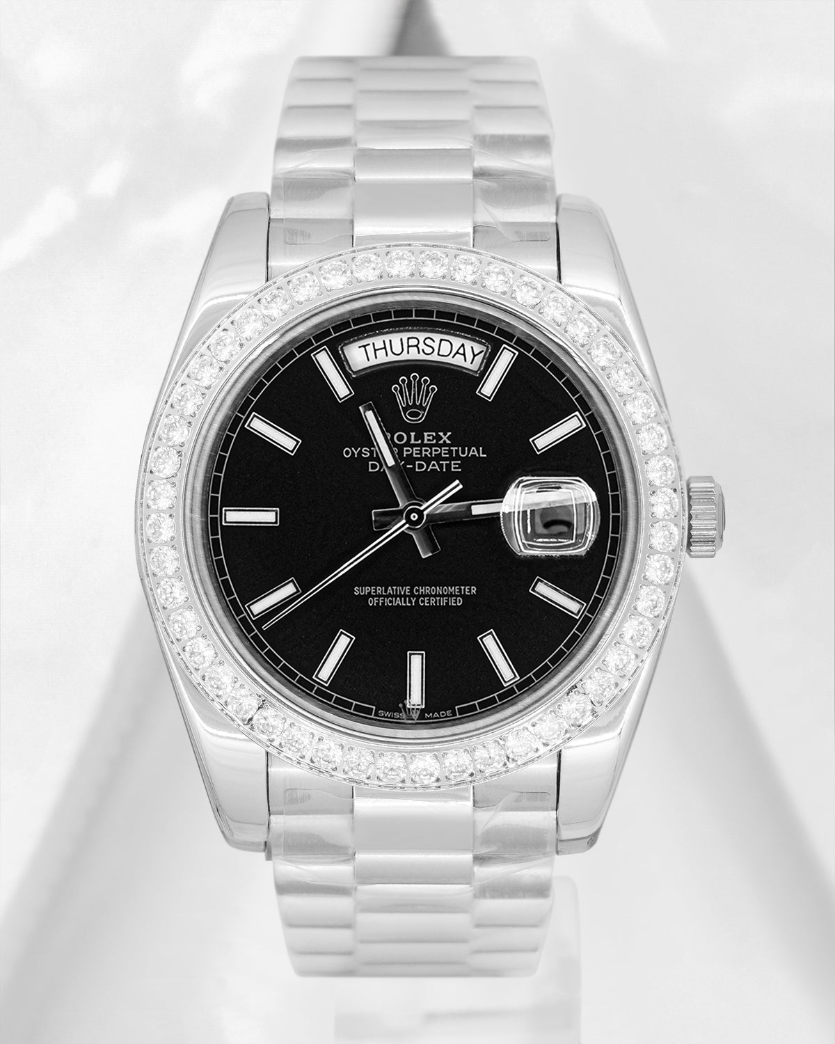 New Collection 40mm Silver With Black Dial Stone Bezel V3 Made