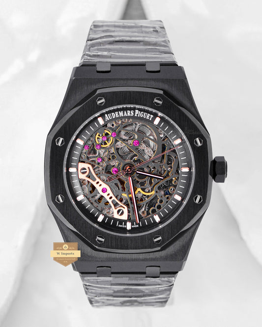Latest Collection All Black With Skeleton Dial Automatic Watch