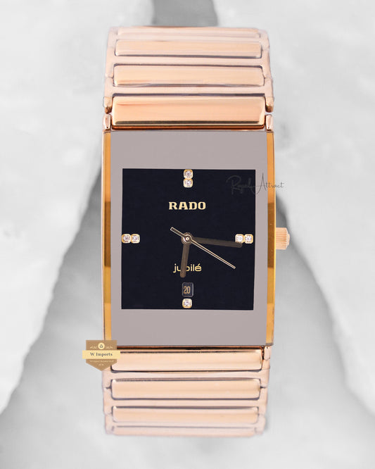 Latest Collection Yellow Gold With Black Dial Chain Watch