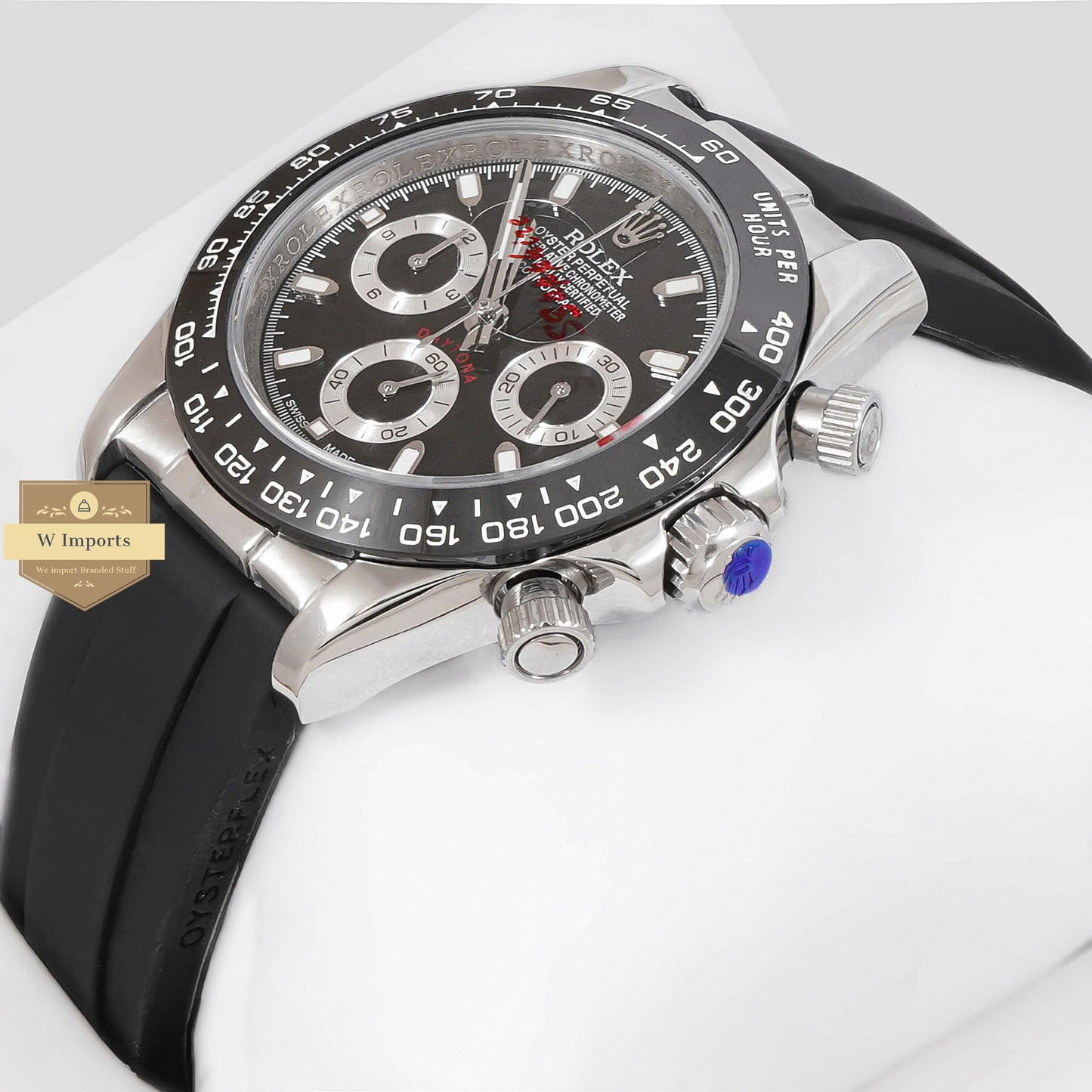 LATEST COLLECTION CHRONOGRAPH 40 SILVER CASE WITH CERAMIC BEZEL BLACK DIAL RUBBER STRAP ZR FACTORY