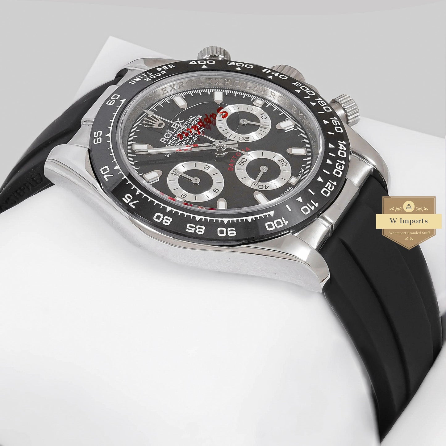 LATEST COLLECTION CHRONOGRAPH 40 SILVER CASE WITH CERAMIC BEZEL BLACK DIAL RUBBER STRAP ZR FACTORY