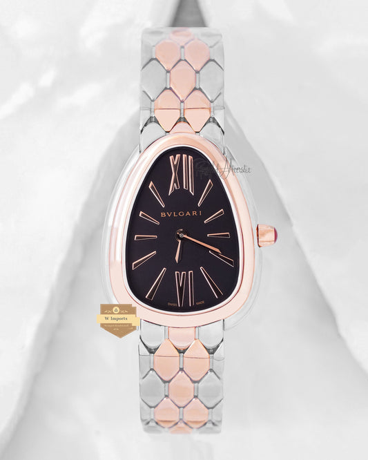 Latest Collection Two Tone Rose Gold With Black Dial Ladies Watch