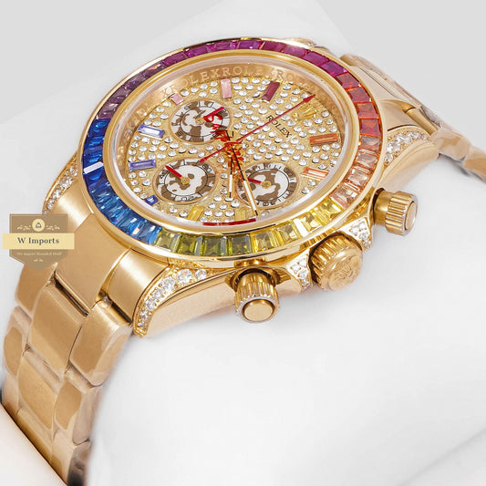 LATEST COLLECTION CHRONOGRAPH 40 RAINBOW EDITION YELLOW GOLD WITH STONE DIAL ZR FACTORY