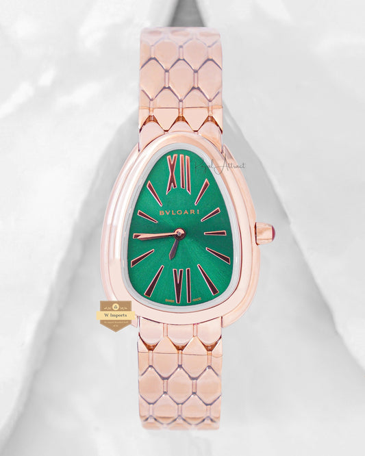 Latest Collection Rose Gold With Green Dial Ladies Watch