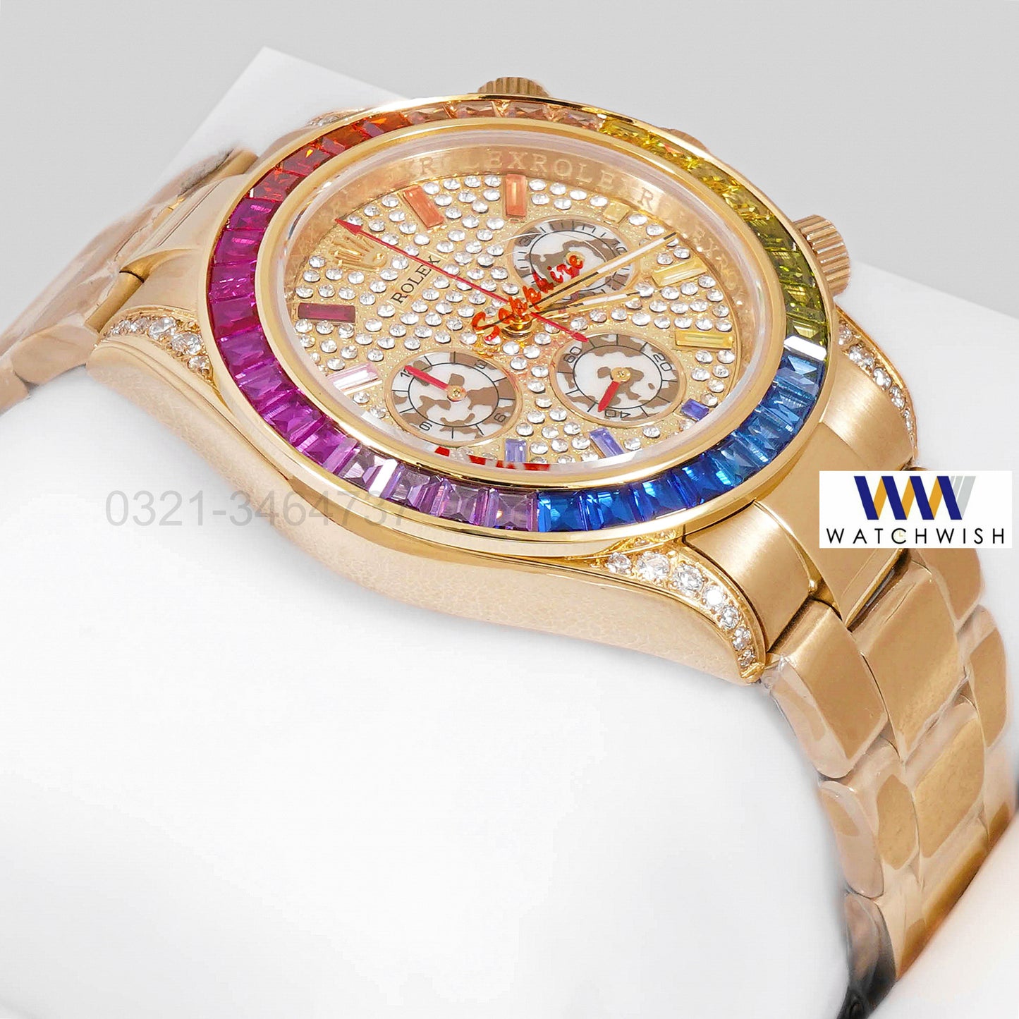 NEW COLLECTION CHRONOGRAPH 40 RAINBOW EDITION YELLOW GOLD WITH STONE DIAL ZR FACTORY