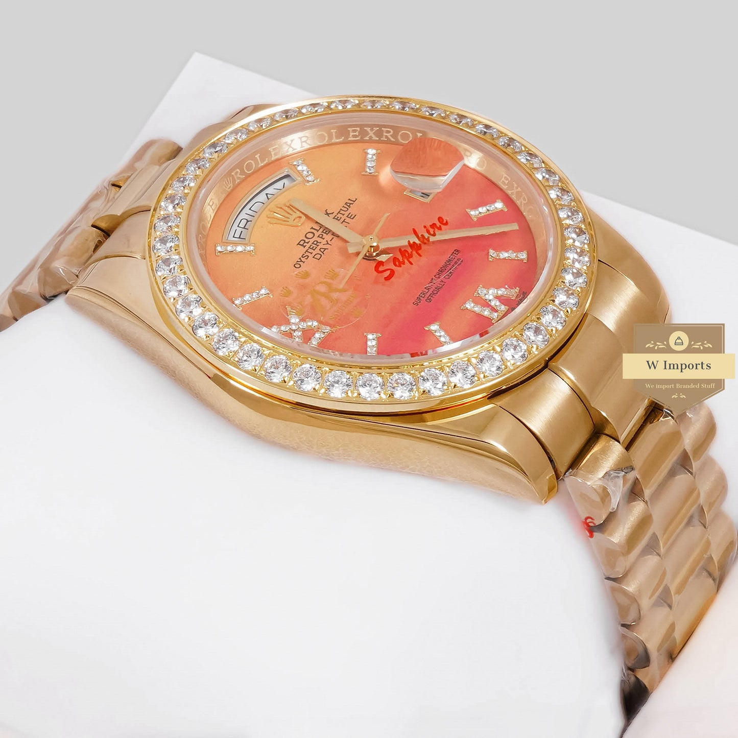 LATEST COLLECTION 40 YELLOW GOLD WITH PEACH DIAL AUTOMATIC WATCH ZR FACTORY