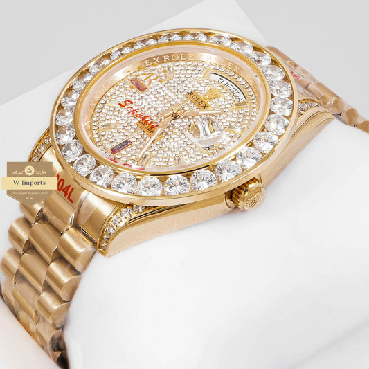 LATEST COLLECTION 40 ALL YELLOW GOLD WITH STONE DIAL & BEZEL AUTOMATIC WATCH ZR FACTORY