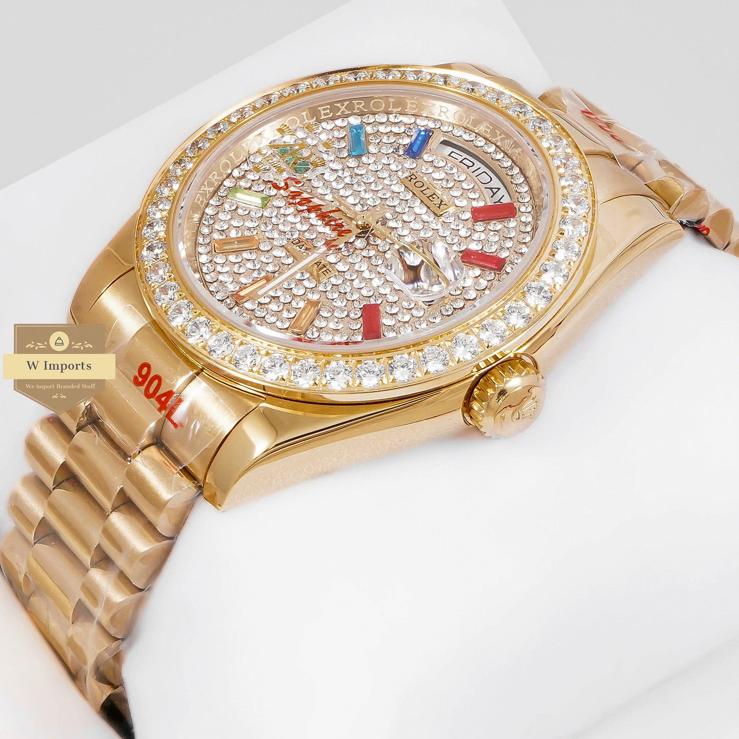 LATEST COLLECTION 40 ALL YELLOW GOLD WITH STONE DIAL & BEZEL AUTOMATIC WATCH ZR FACTORY