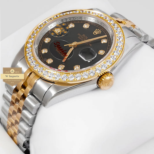 LATEST COLLECTION 41 TWO TONE YELLOW GOLD WITH BLACK DIAL STONE BEZEL ZR FACTORY