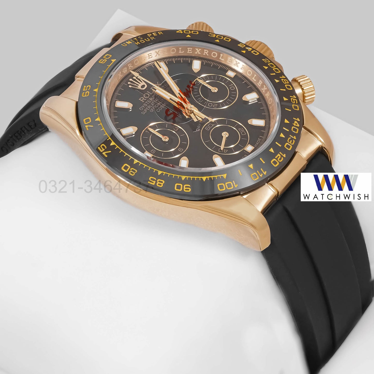NEW COLLECTION CHRONOGRAPH 40 YELLOW GOLD CASE WITH BLACK DIAL & RUBBER STRAP ZR FACTORY