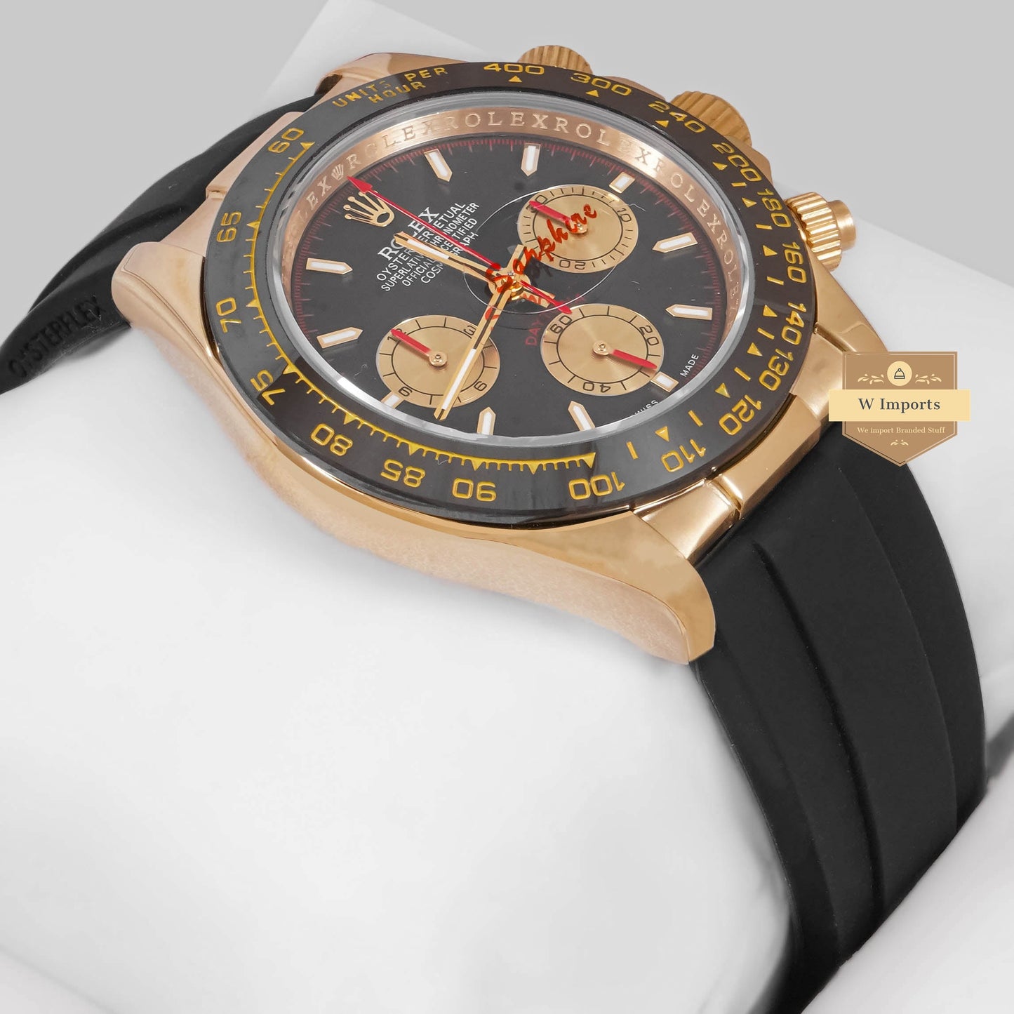 LATEST COLLECTION CHRONOGRAPH 40 YELLOW GOLD CASE WITH BLACK DIAL & RUBBER STRAP ZR FACTORY