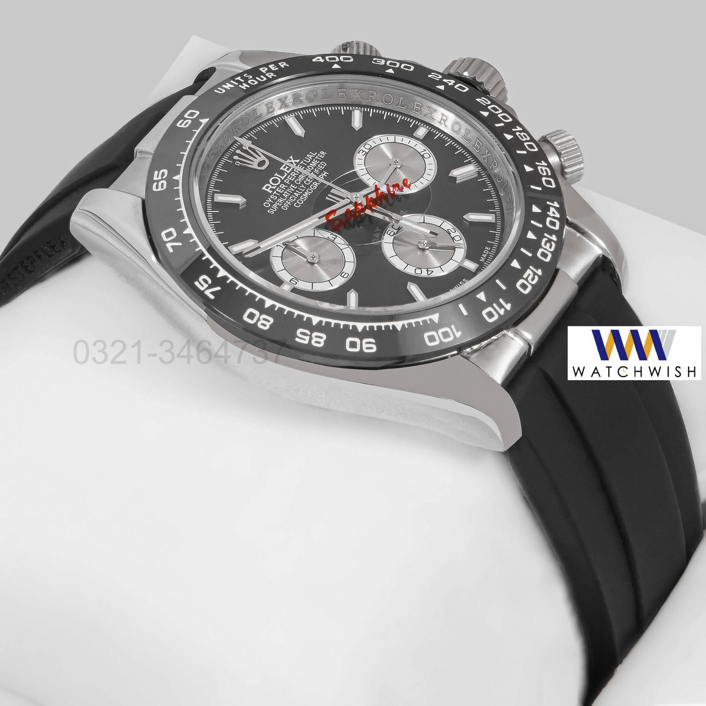 NEW COLLECTION CHRONOGRAPH 40 SILVER CASE WITH BLACK BEZEL & DIAL RUBBER STRAP ZR FACTORY