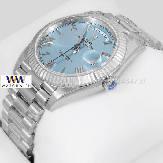 Top Quality EW Factory Silver With Light Blue Dial Automatic Watch