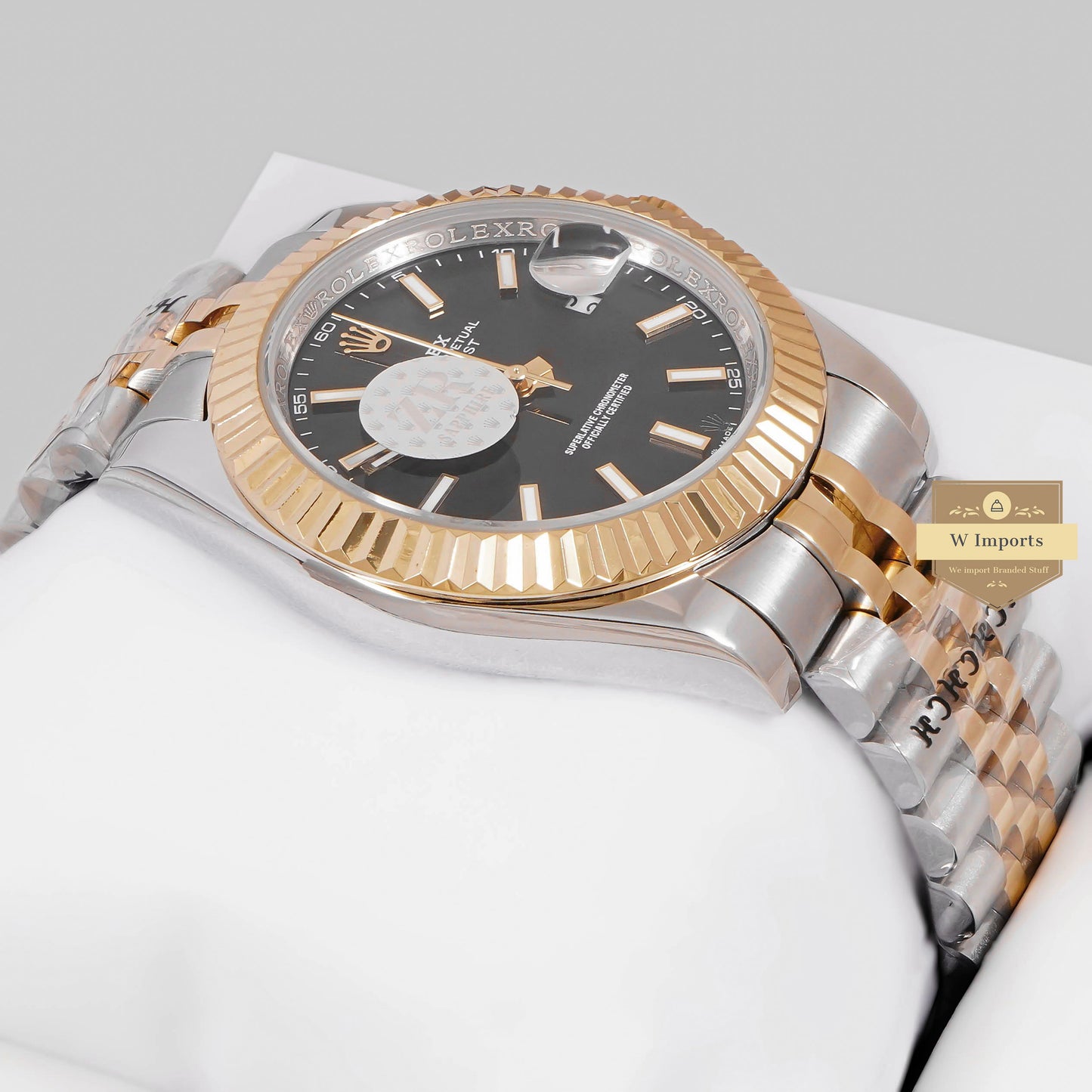 LATEST COLLECTION 41 TWO TONE GOLD WITH BLACK DIAL FLUTED BEZEL AUTOMATIC WATCH ZR FACTORY