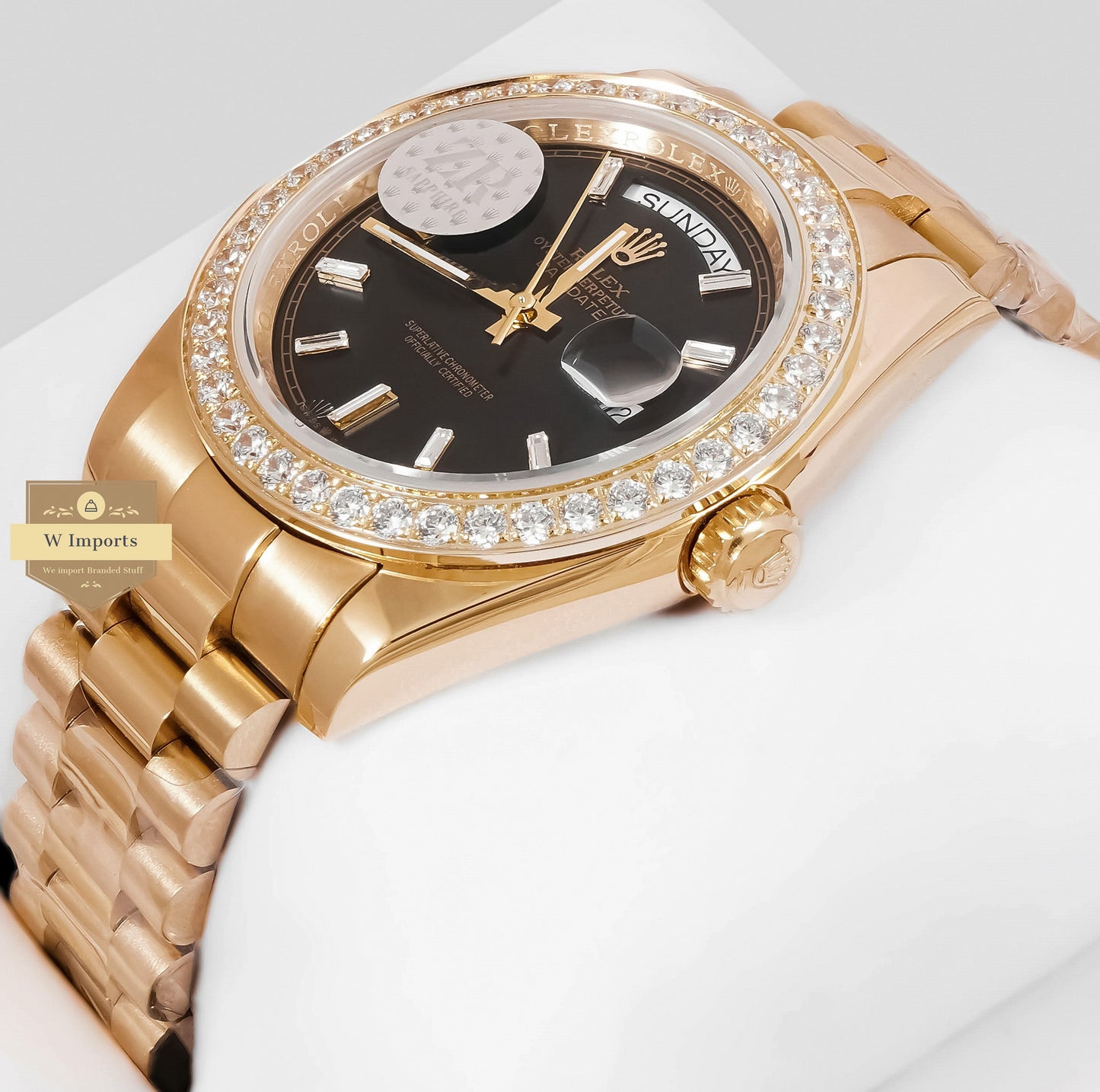 LATEST COLLECTION 40 YELLOW GOLD WITH BLACK DIAL STONE BEZEL AUTOMATIC WATCH ZR FACTORY