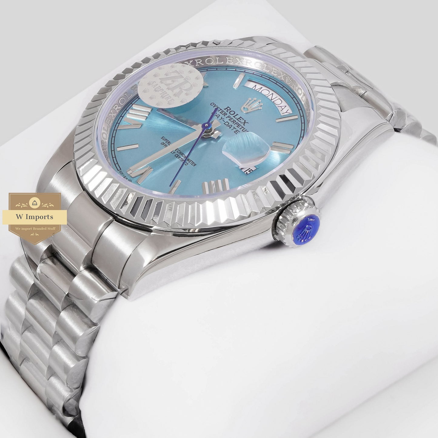 LATEST COLLECTION 40 SILVER CHAIN WITH BLUE DIAL & FLUTED BEZEL AUTOMATIC WATCH ZR FACTORY