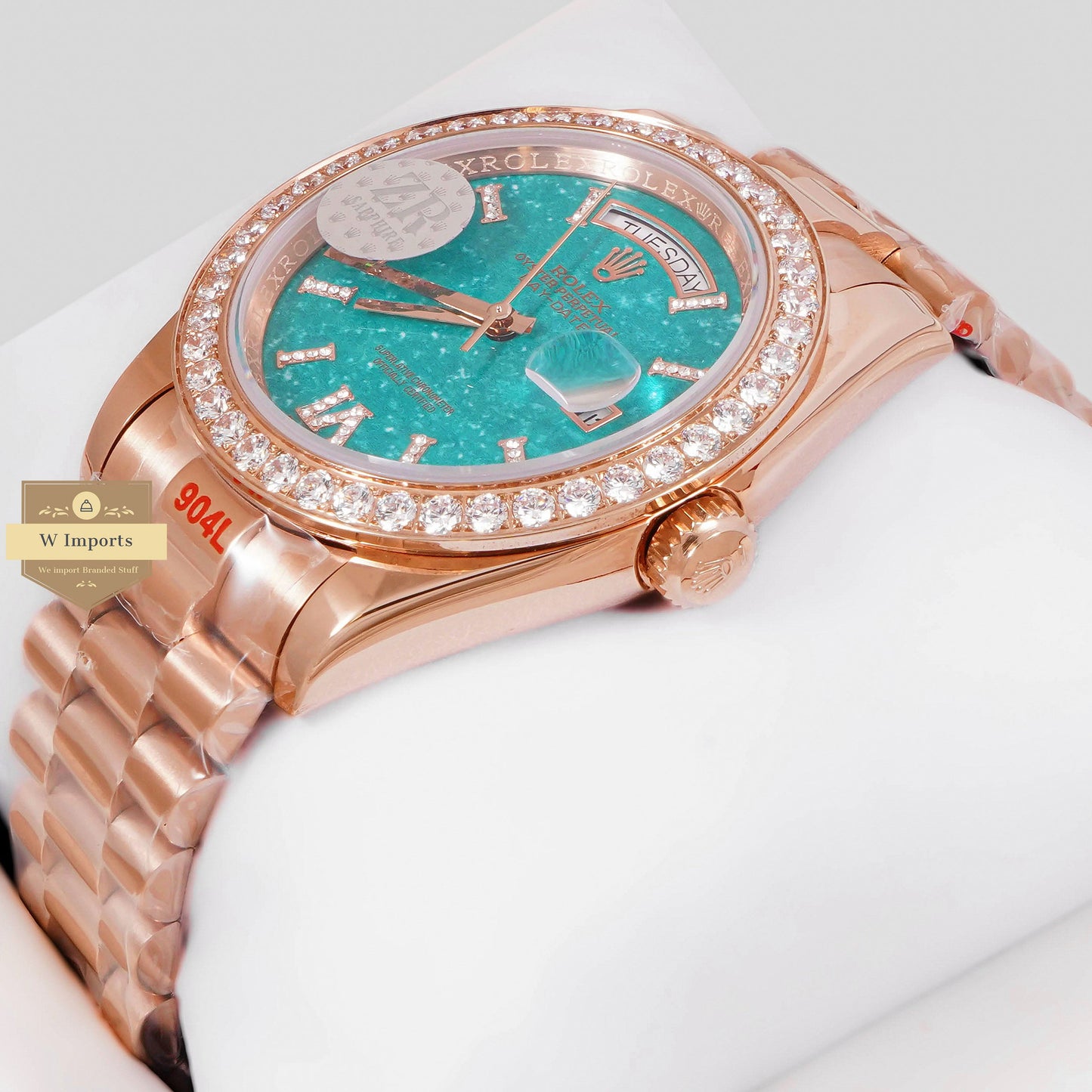 LATEST COLLECTION 40 ROSE GOLD WITH OCEAN BLUE DIAL STONE BEZEL AUTOMATIC WATCH ZR FACTORY