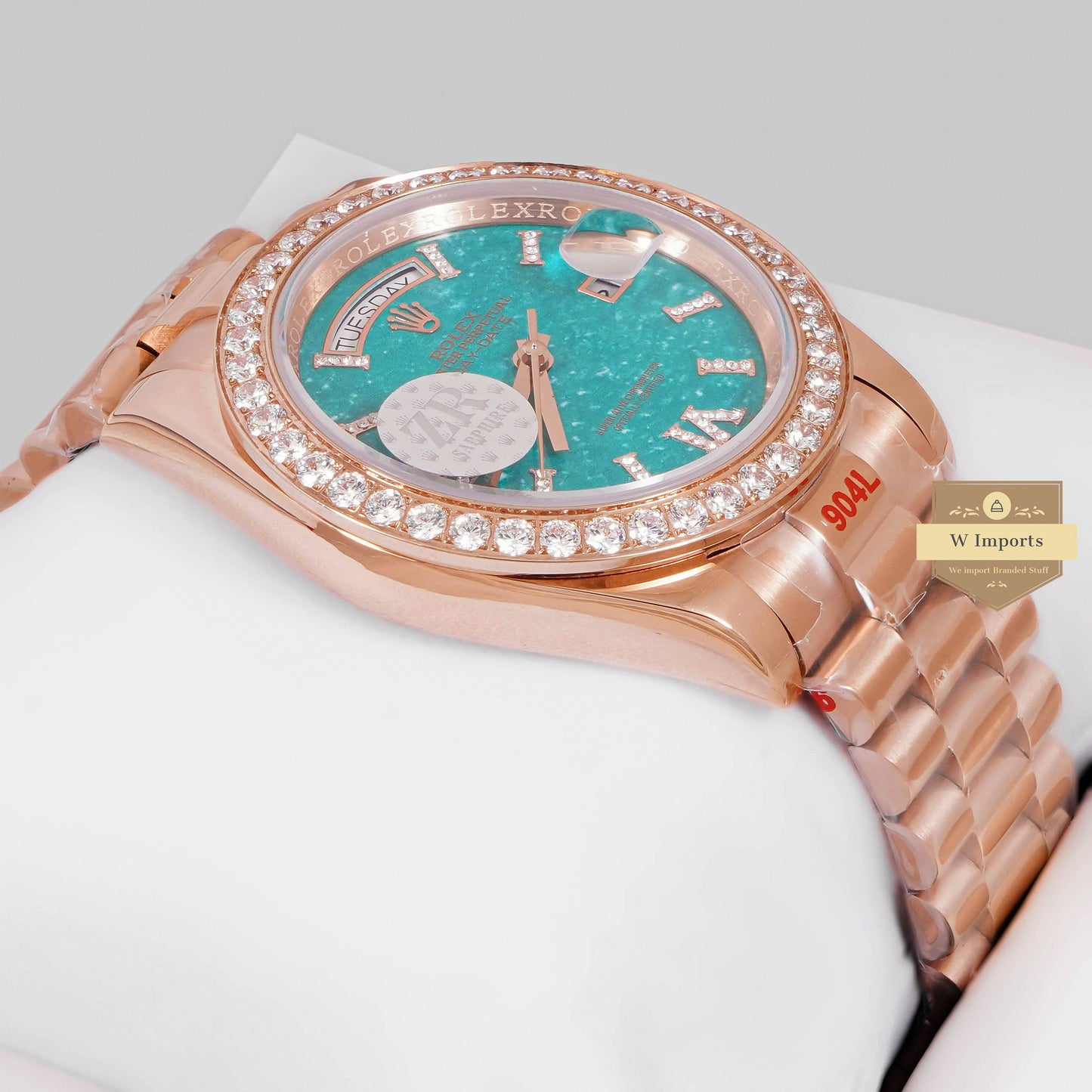 LATEST COLLECTION 40 ROSE GOLD WITH OCEAN BLUE DIAL STONE BEZEL AUTOMATIC WATCH ZR FACTORY