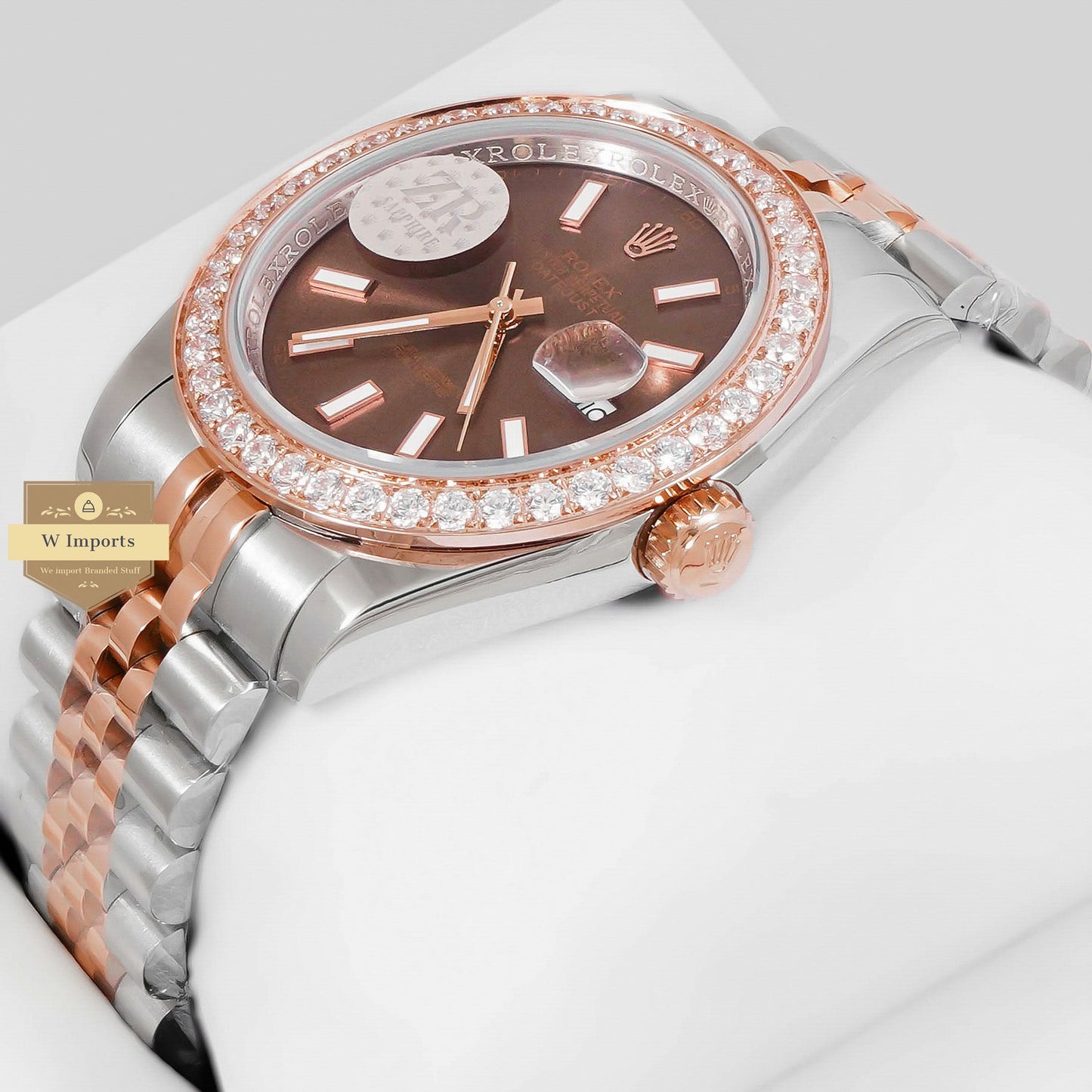 LATEST COLLECTION 41 TWO TONE ROSE GOLD WITH BROWN DIAL STONE BEZEL ZR FACTORY