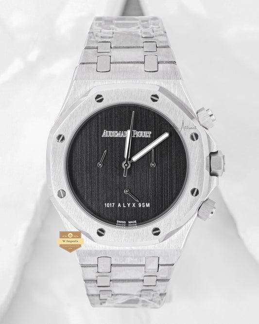 Latest Collection Chronograph Silver With Black Dial Chain Watch