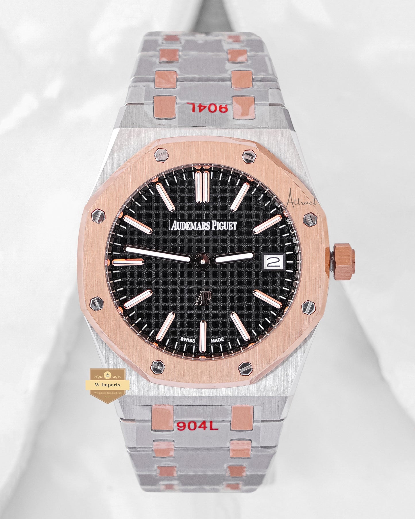 Latest Collection Premium Two Tone Rose Gold With Black Dial