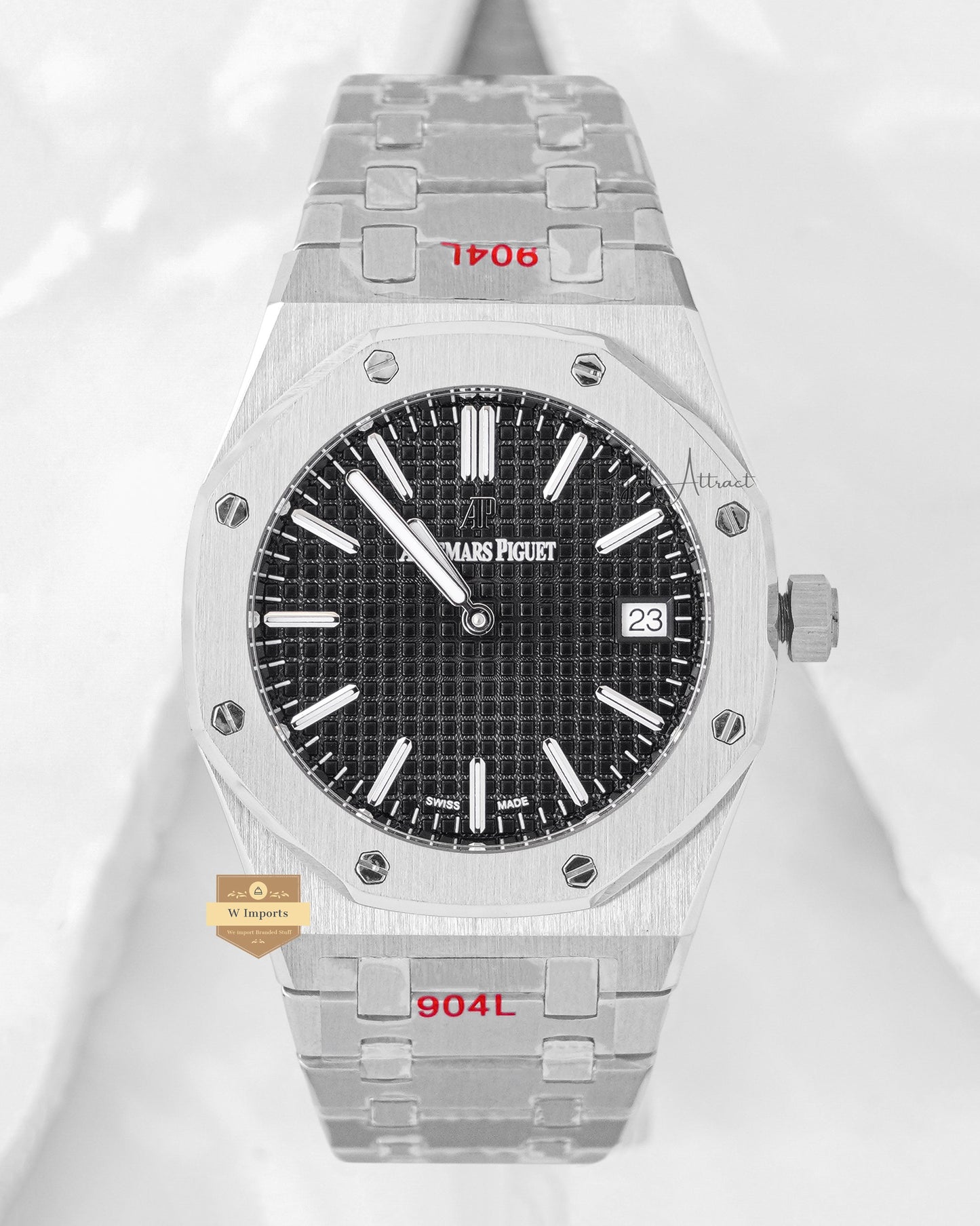 Latest Collection Premium Silver With Black Dial Chain Watch