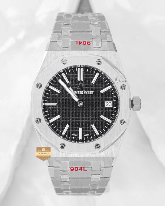 Latest Collection Premium Silver With Black Dial Chain Watch