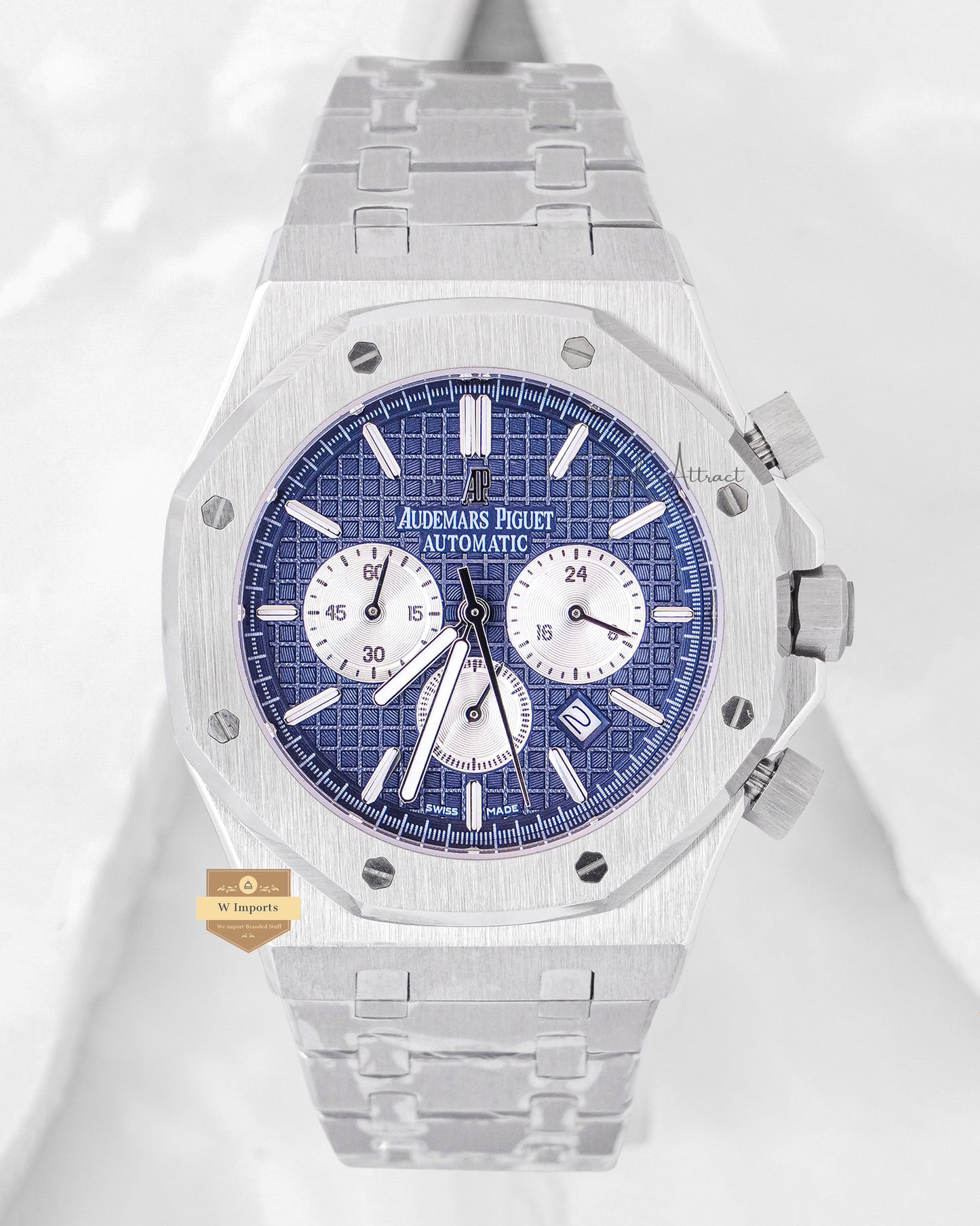 Latest Collection Chronograph Silver With Blue Dial Chain Watch