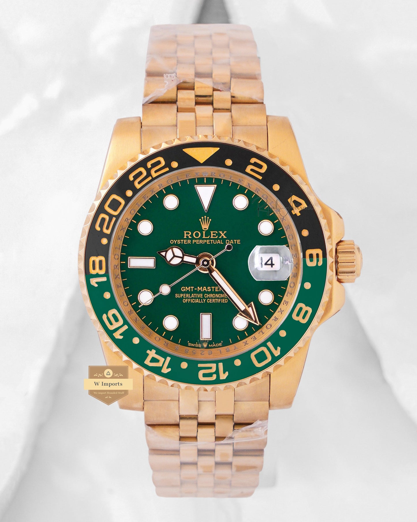 LATEST COLLECTION GMT 40 YELLOW GOLD WITH GREEN DIAL & BEZEL ZR FACTORY