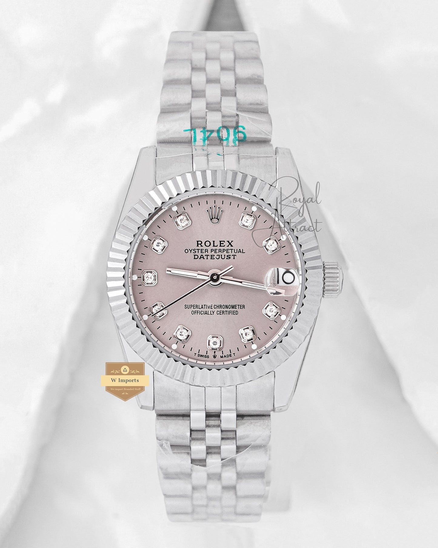 Latest Ladies Collection 31 Silver With Gray Dial Fluted Bezel & Stone Index Automatic Watch ZR Factory