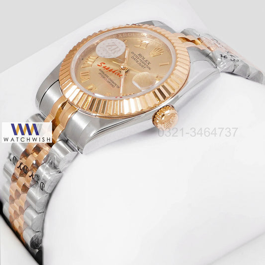 LATEST LADIES COLLECTION 31 TWO TONE YELLOW GOLD WITH DIAL AUTOMATIC WATCH ZR FACTORY