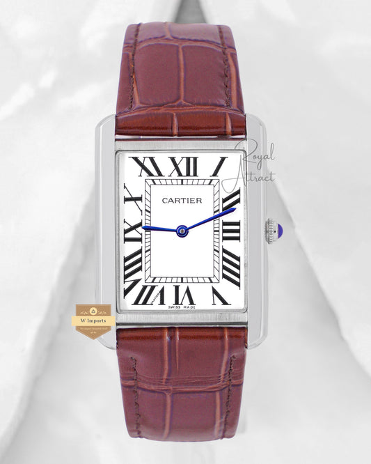 Latest Collection Silver Case With White Dial & Brown Leather Strap Watch