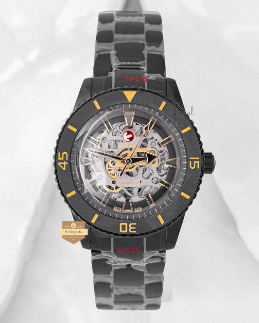 Latest Collection Skeleton All Black With Dial Automatic Watch